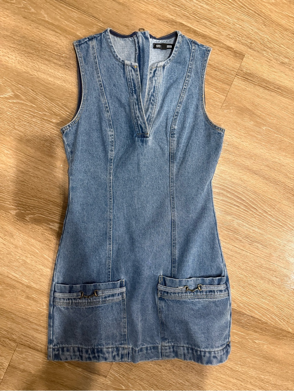 Steve Madden Light Blue Sleeveless Denim Shift Dress NWOT